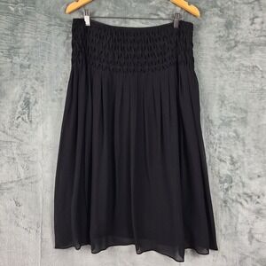 Womens Skirt 10 Black Silk Whimsigoth Midi Flowy Fairy Grunge Goth Dark Romantic